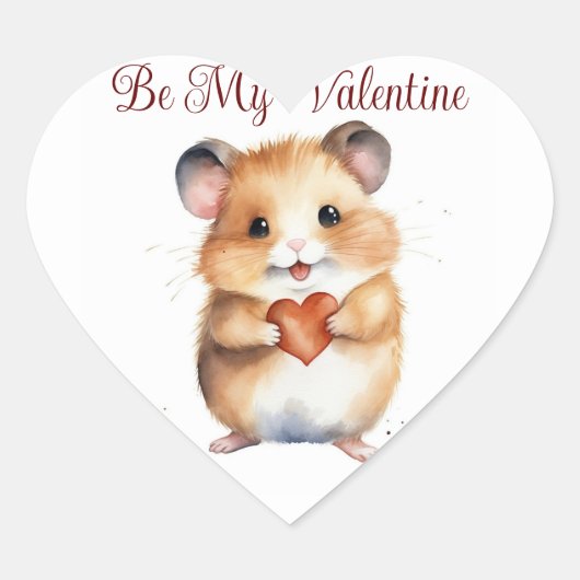 Hamster Valentinstag Herz-Aufkleber (Vorderseite)