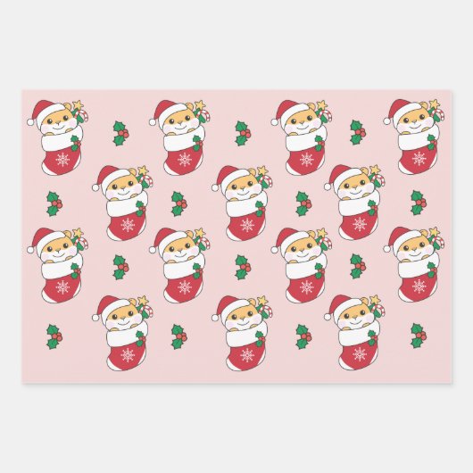 Hamster Weihnachts-Wintertiere Holiday Hamsters Geschenkpapier Set (Vorderseite 3)