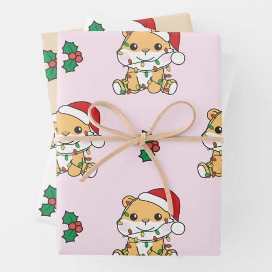 Hamster Weihnachts-Wintertiere Holiday Hamsters Geschenkpapier Set (Beispiel)