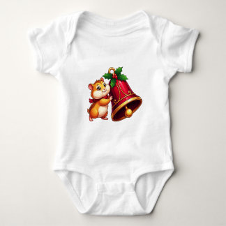 Hamster-Weihnachtsanhänger mit Stechpalmen-Glocke Baby Strampler