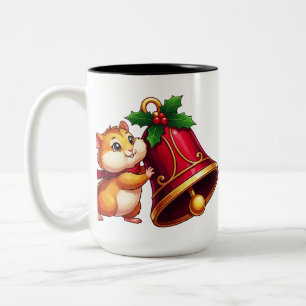 Hamster-Weihnachtsanhänger mit Stechpalmen-Glocke Zweifarbige Tasse