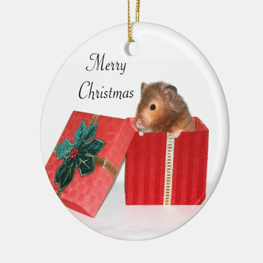 Hamster Weihnachtsgeschenk Keramik Ornament (Links)
