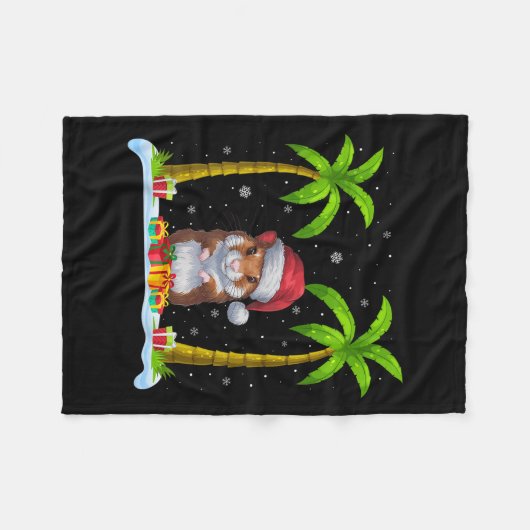 Hamster Weihnachtsmannmütze Palm Tree Beach Xmas P Fleecedecke (Vorderseite (Horizontal))