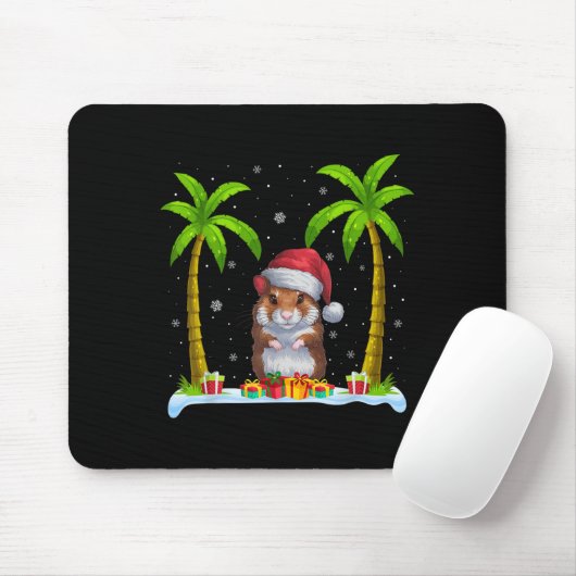 Hamster Weihnachtsmannmütze Palm Tree Beach Xmas P Mousepad (Mit Mouse)