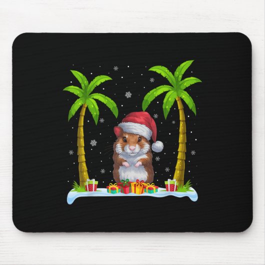 Hamster Weihnachtsmannmütze Palm Tree Beach Xmas P Mousepad (Vorne)