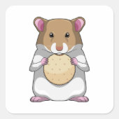 Hamster with Biscuit Quadratischer Aufkleber (Vorderseite)