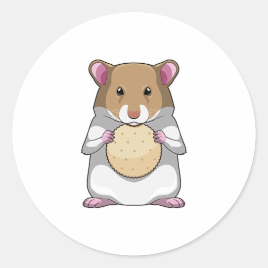 Hamster with Biscuit Runder Aufkleber (Vorderseite)
