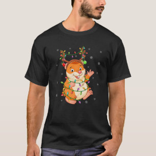 Hamster Xmas Lighting Reindeer Hat Hamster Christm T-Shirt