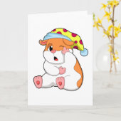 Hamster zum Schlafen mit Schlafmütze Karte (Gelbe Blume)