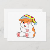 Hamster zum Schlafen mit Schlafmütze Postkarte (Vorne/Hinten)