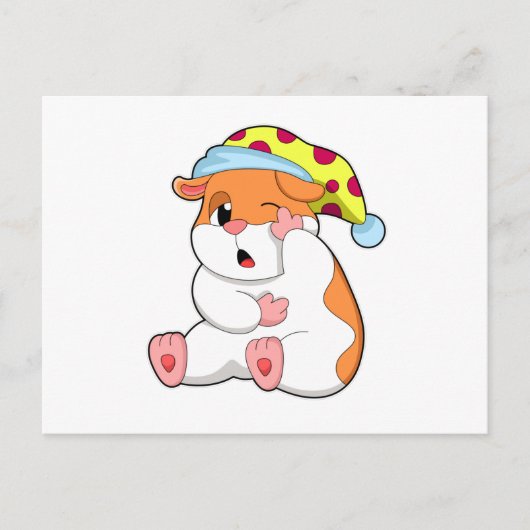 Hamster zum Schlafen mit Schlafmütze Postkarte (Vorderseite)