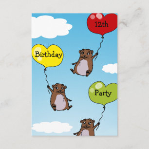 Hamsterballone, 12. Geburtstags-Party Einladung