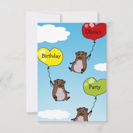Hamsterballons, Geburtstagsparty personalisiert Einladung (Vorderseite)