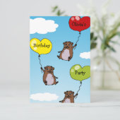 Hamsterballons, Geburtstagsparty personalisiert Einladung (Stehend Vorderseite)