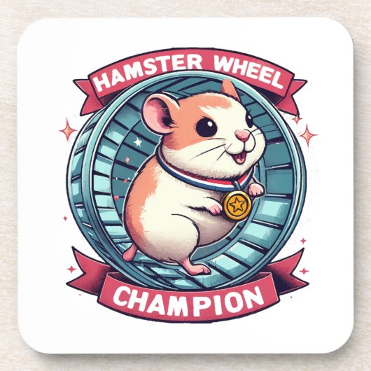 Hamsterrad-Champion Getränkeuntersetzer (Vorderseite)