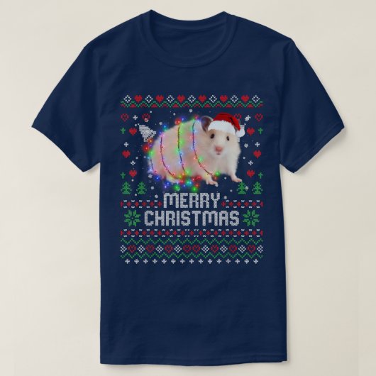 Hamsters Weihnachtsmannmütze Tier Weihnachtsbaum L T-Shirt (Design vorne)