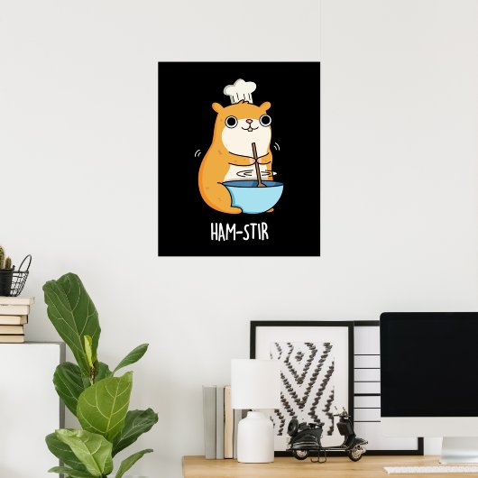 Hamstir Funny Hamster Pun Dark BG Poster (Heimbüro)