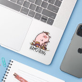 Hamstring Funny Pig Pun Aufkleber (Laptop mit iPhone)