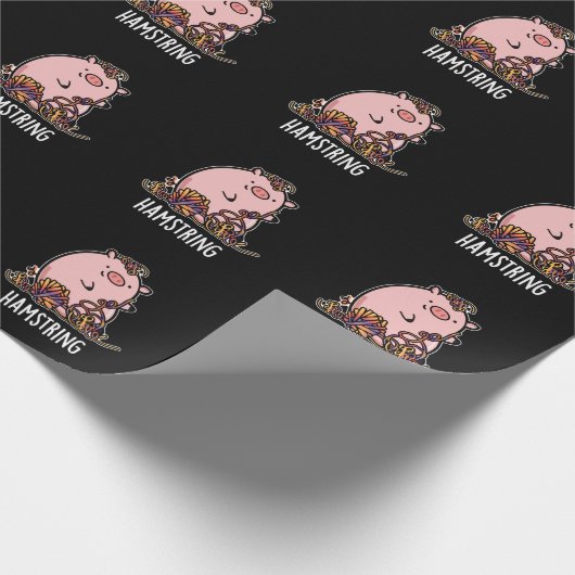 Hamstring Funny Pig Pun Dark BG Geschenkpapier (Ecke)