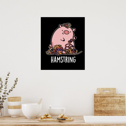 Hamstring Funny Pig Pun Dark BG Poster (Küche)