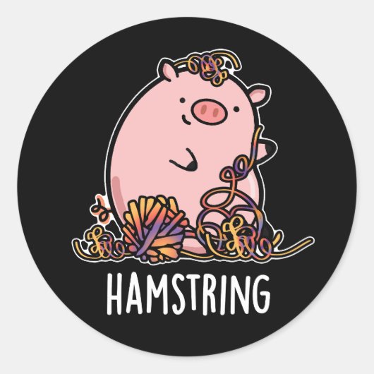 Hamstring Funny Pig Pun Dark BG Runder Aufkleber (Vorderseite)
