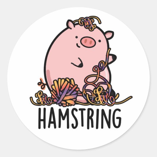 Hamstring Funny Pig Pun Runder Aufkleber (Vorderseite)