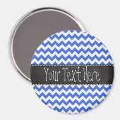 Han Blue Zickzack Stripes; Chalkboard-Look Magnet (Vorderseite/Rückseite)
