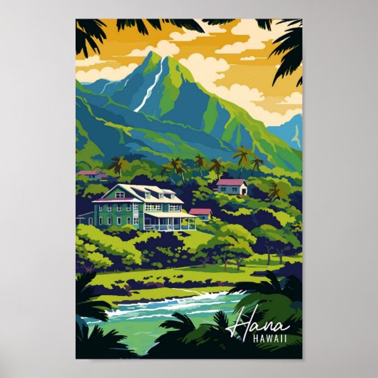 Hana Hawaii Art Vintage Reise Illustration Poster (Vorne)