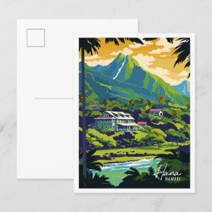 Hana Hawaii Kunst Vintage-Reiseillustration Postkarte