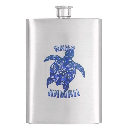 Hana Hawaii Vacation Tribal Turtle Flachmann (Vorderseite)