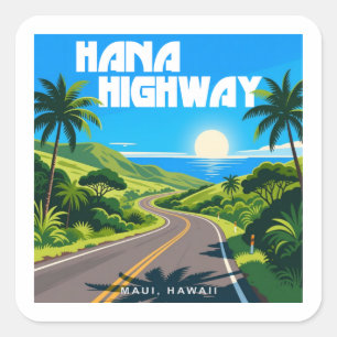 Hana Highway Maui Hawaii Landschaft Quadratischer Aufkleber