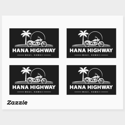 Hana Highway Maui Hawaii Motorrad Rechteckiger Aufkleber (Blatt)