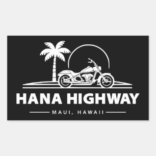Hana Highway Maui Hawaii Motorrad Rechteckiger Aufkleber
