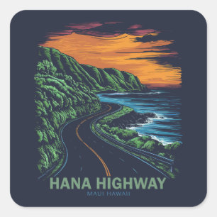 Hana Highway Maui Hawaii Vista Quadratischer Aufkleber
