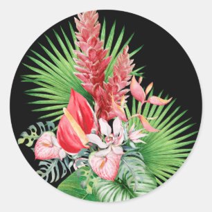 Hana hou! (Schwarze) Hawaiianische Blume Runder Aufkleber