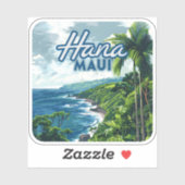 Hana Maui Hawaii Road bis Hana Beach Coast Retro Aufkleber (Blatt)