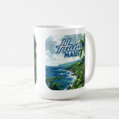 Hana Maui Hawaii Road bis Hana Beach Coast Retro Kaffeetasse (VorderseiteRechts)