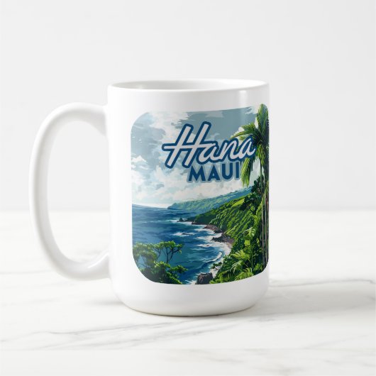 Hana Maui Hawaii Road bis Hana Beach Coast Retro Kaffeetasse (Links)