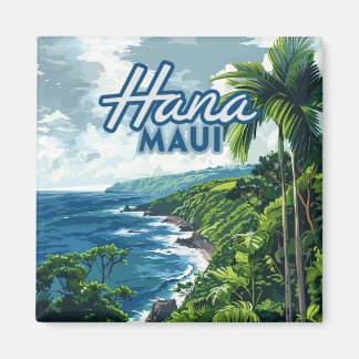 Hana Maui Hawaii Road bis Hana Beach Coast Retro Magnet