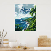 Hana Maui Hawaii Road bis Hana Beach Coast Retro Poster (Küche)