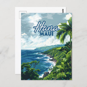 Hana Maui Hawaii Road bis Hana Beach Coast Retro Postkarte