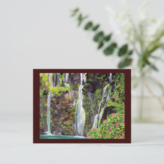 Hana Waterfall Postcard Postkarte (Stehend Vorderseite)