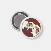Hanafuda "Botan-ni-chou" Magnet (Vorderseite/Rückseite)