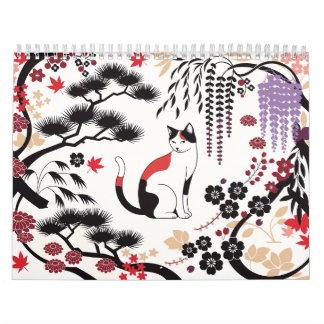 Hanafuda-Katzen – 12 Monate Japans Wandkalender