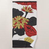 Hanafuda "Kiku-ni-sakazuki" Strandtuch (Vorderseite)