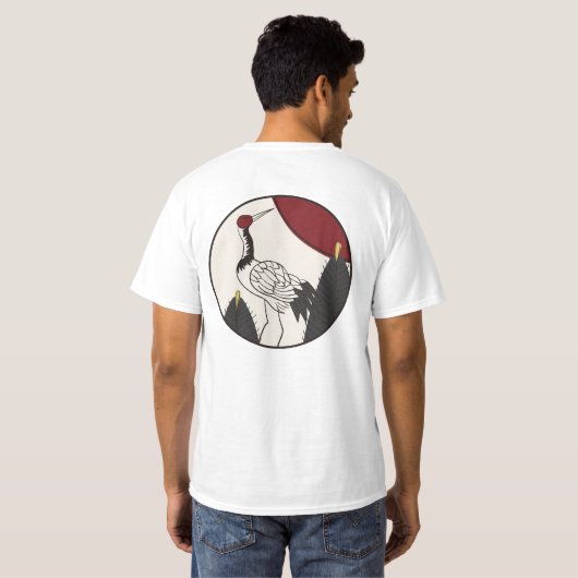 Hanafuda "Matsu-ni-tsuru" T-Shirt (Schwarz voll)