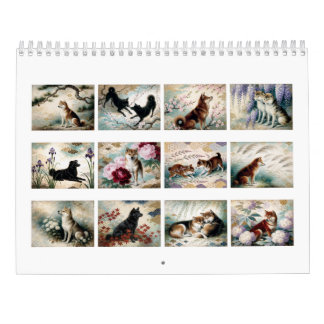 Hanafuda Shiba Inu | Painterly Japanese Patterns Kalender