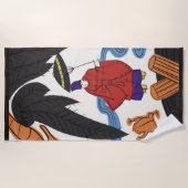 Hanafuda "Yanagi-ni-Ono-Michikaze" Strandtuch (Vorderseite)