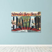Hanalei Bay Beach, Hawaii - Große Briefszenen Leinwanddruck (Insitu (Holzboden))