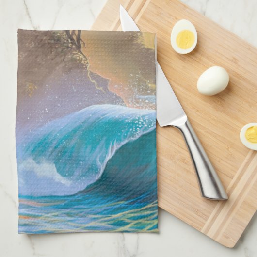 Hanalei Bay Beach Surf Geschirrtuch (Viertel Falte)